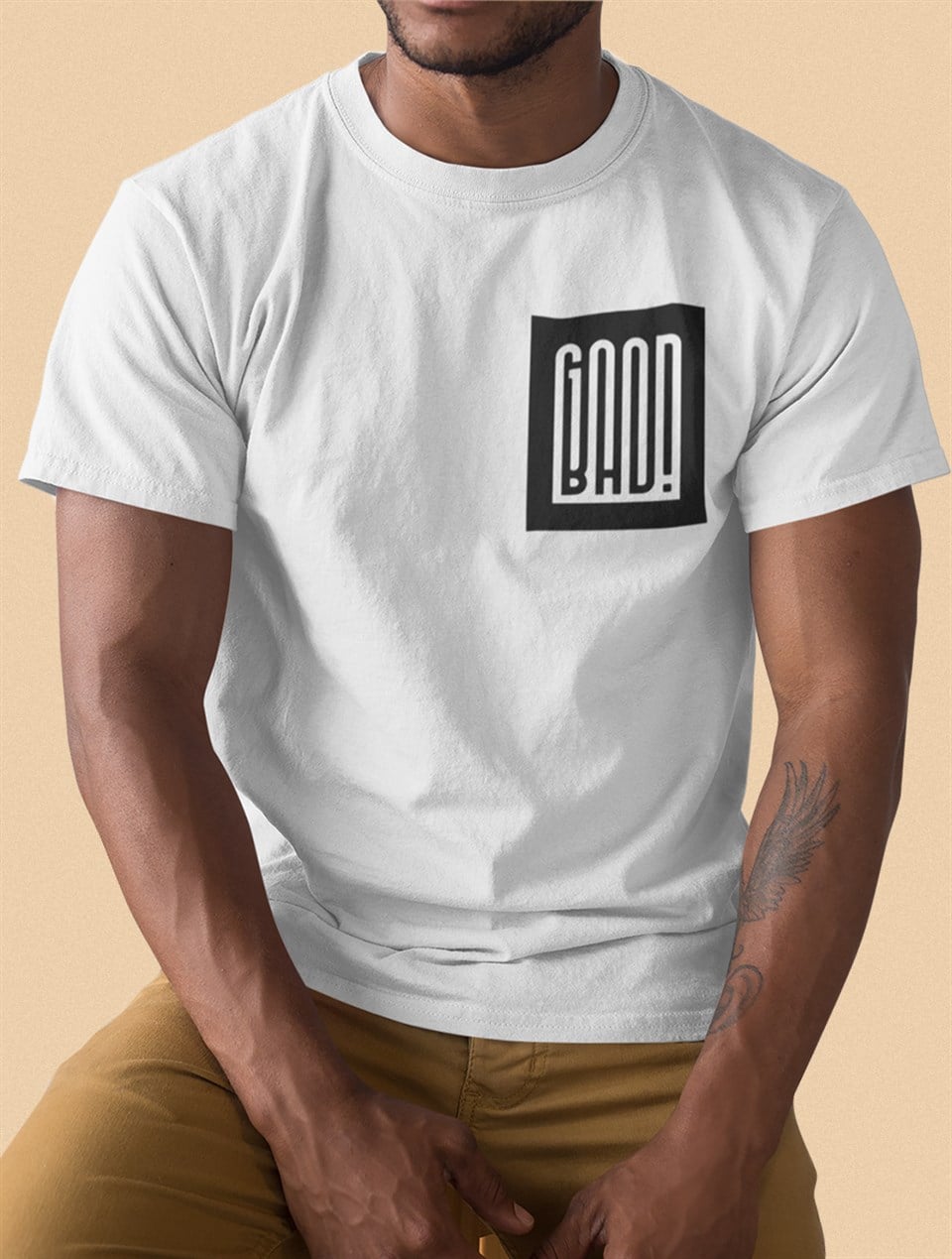 GoodBad Ön-Arka Baskılı T-Shirt