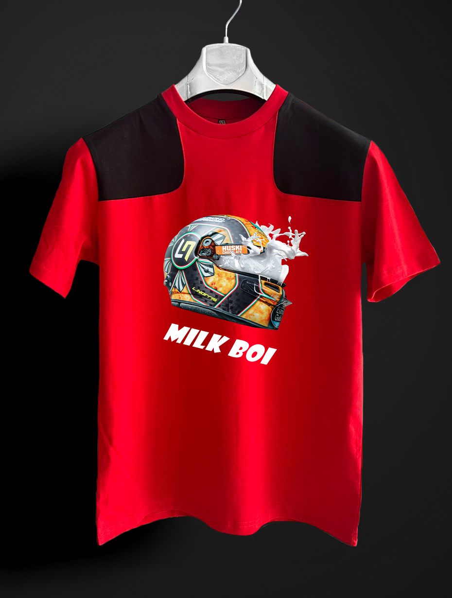 Lando Norris Milk Bio  kırmızı siyah T-shirt