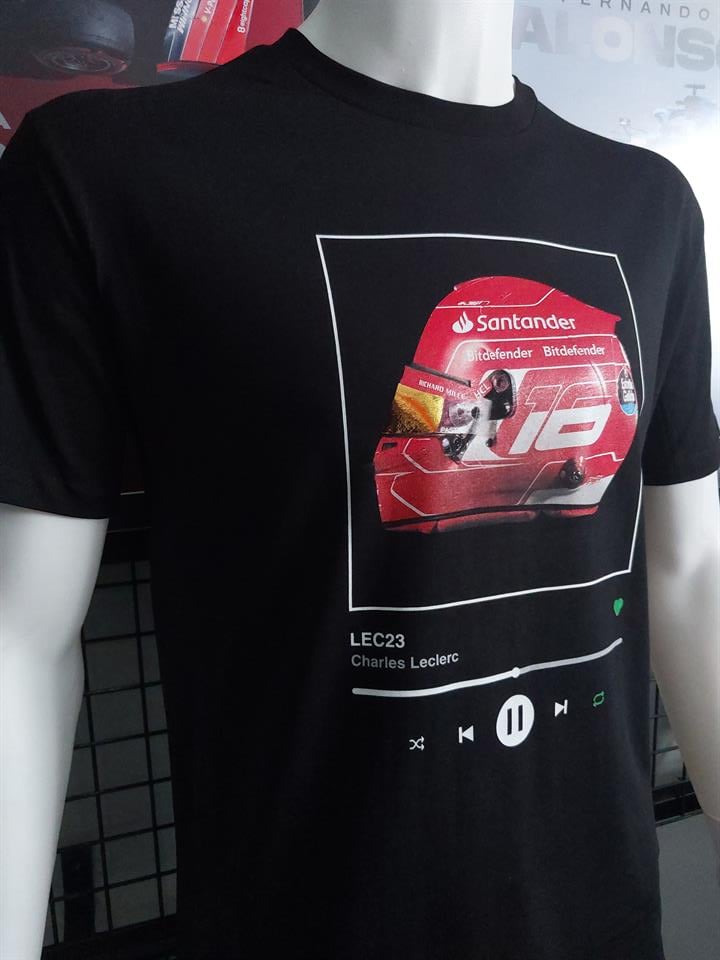 Leclerc 2023 Parlayan Kask Siyah T-Shirt