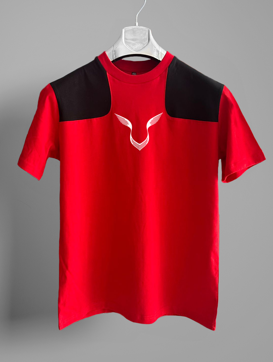 Lewis 44 imza kırmızı siyah T-shirt