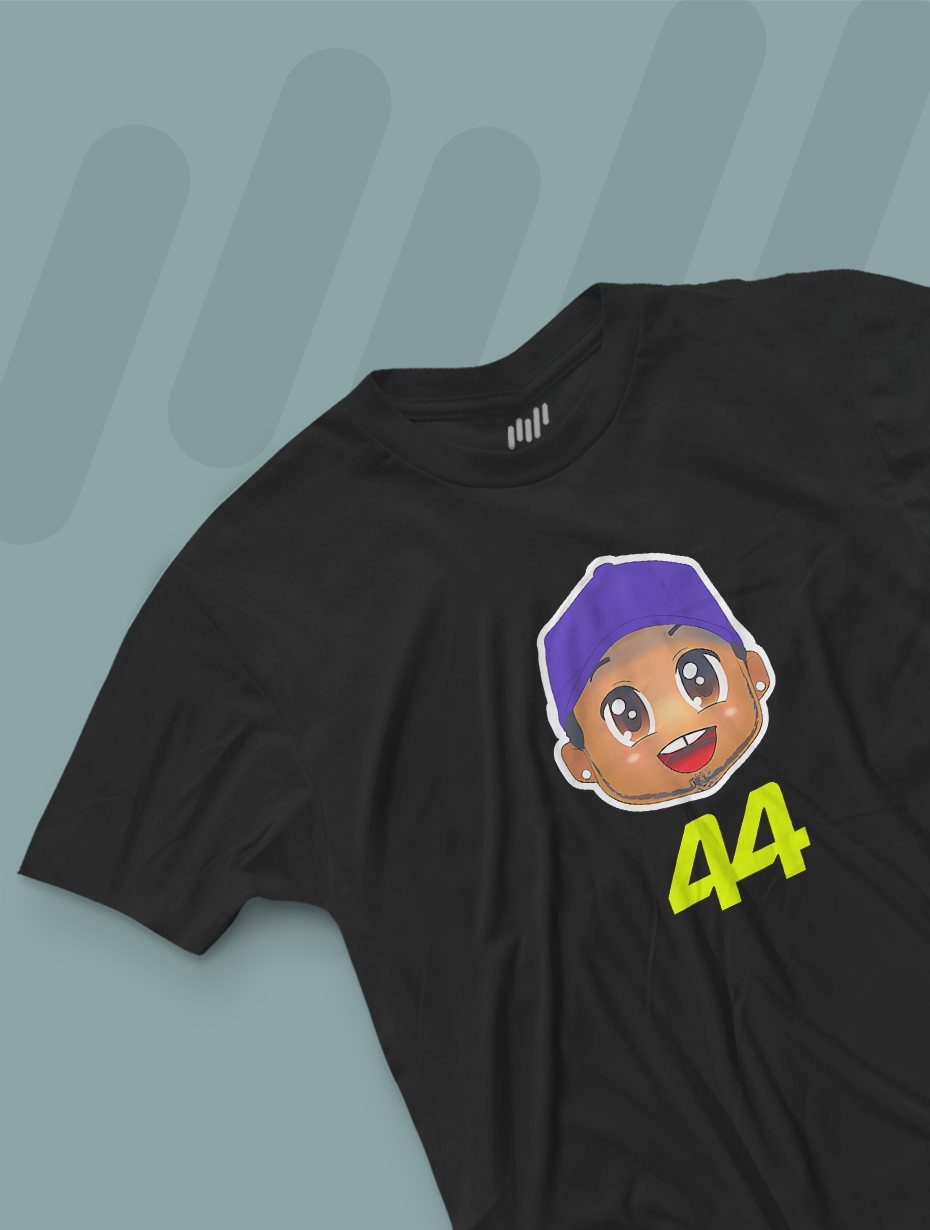 Lewis Hamilton Cartoon 44 siyah T-shirt