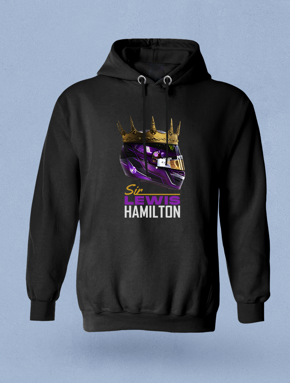 Lewis Hamilton Kask Parlayan Vizör Baskılı  Siyah  Hoodie