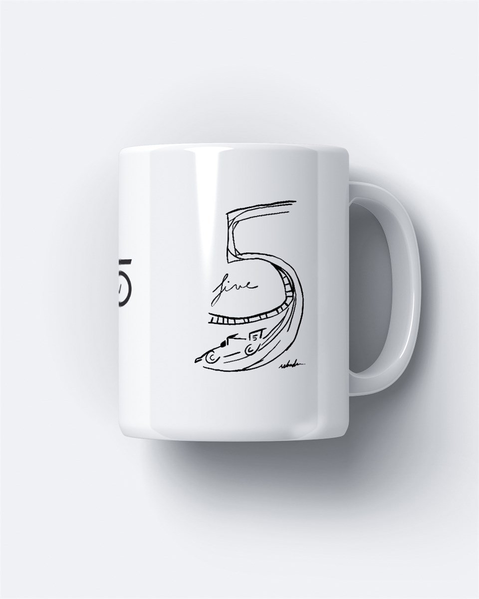 Sebastian Vettel 5 Drawing Baskılı Beyaz Kupa Bardak