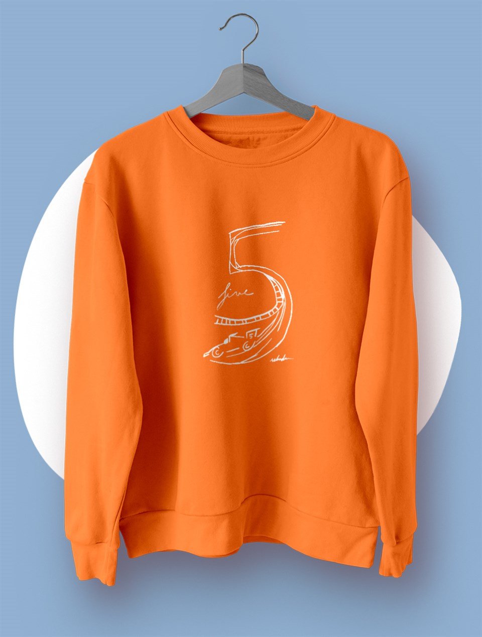 Sebastian Vettel 5 Drawing Turuncu Sweatshirt Kazak
