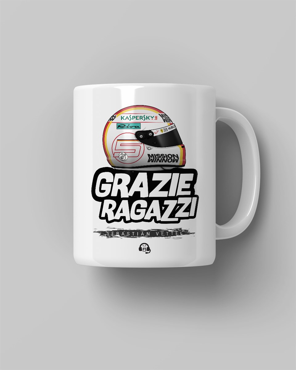 Sebastian Vettel Grazie Rogazzi Baskılı Beyaz Kahve Kupa Bardak