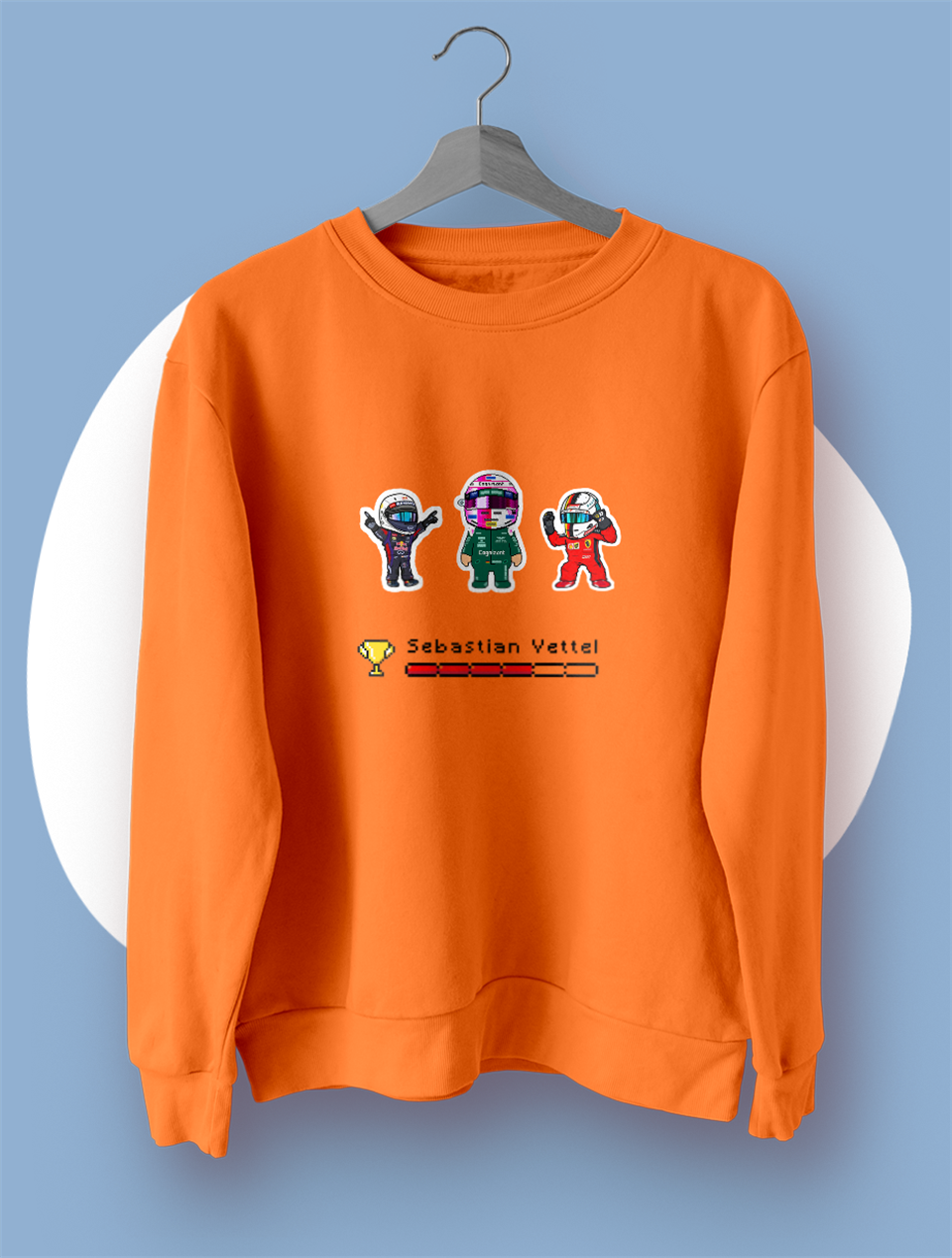 Sebastian Vettel Pixel Art Turuncu Sweatshirt Kazak