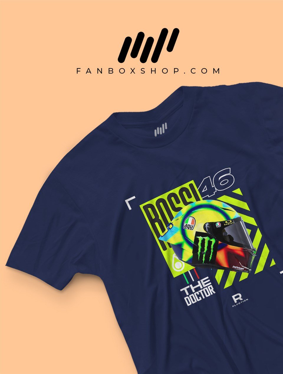 Valentino Rossi Kask Parlayan Vizör Baskılı T-Shirt