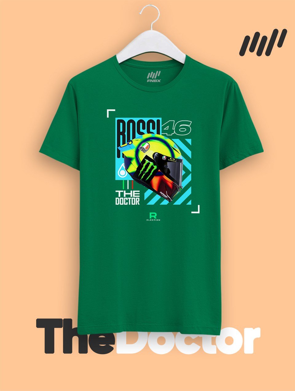 Valentino Rossi Kask Parlayan Vizör Baskılı T-Shirt