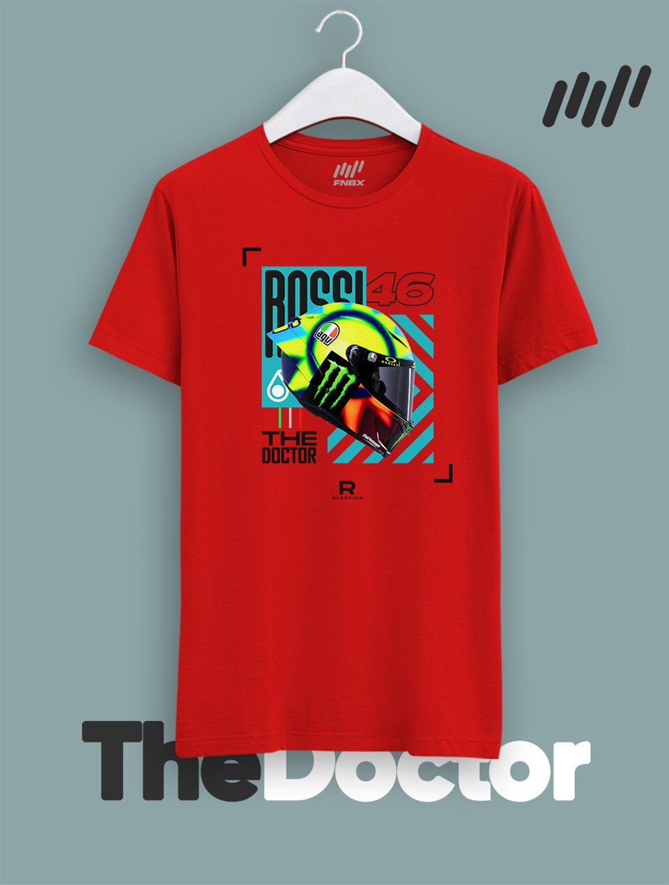 Valentino Rossi Kask Parlayan Vizör Baskılı T-Shirt