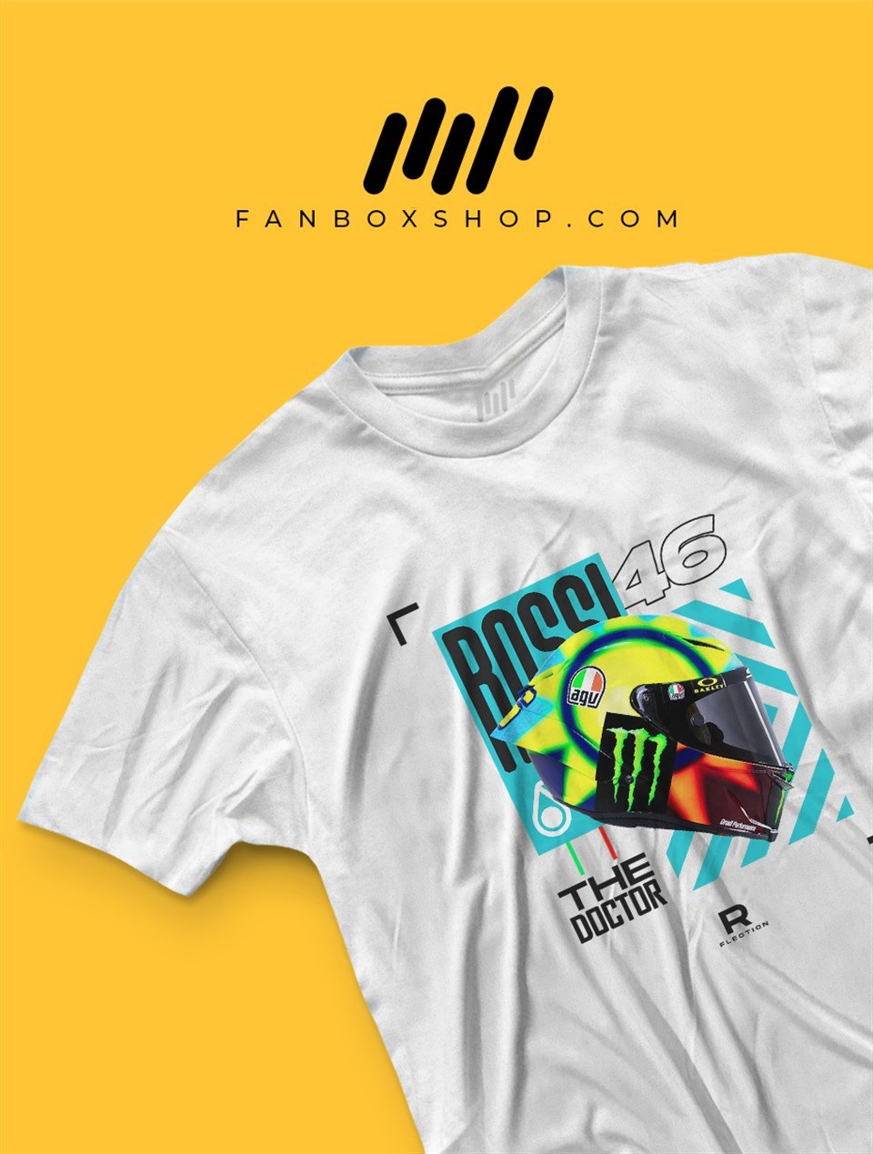 Valentino Rossi Kask Parlayan Vizör Baskılı T-Shirt