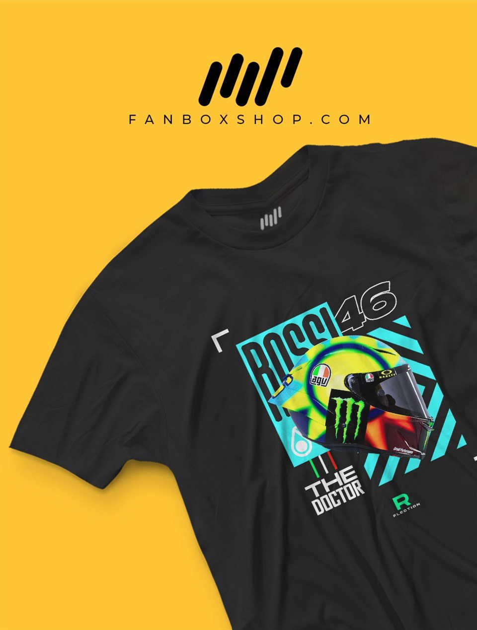 Valentino Rossi Kask Parlayan Vizör Baskılı T-Shirt