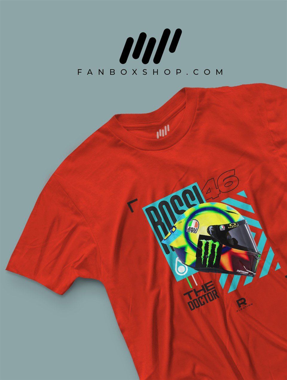 Valentino Rossi Kask Parlayan Vizör Baskılı T-Shirt