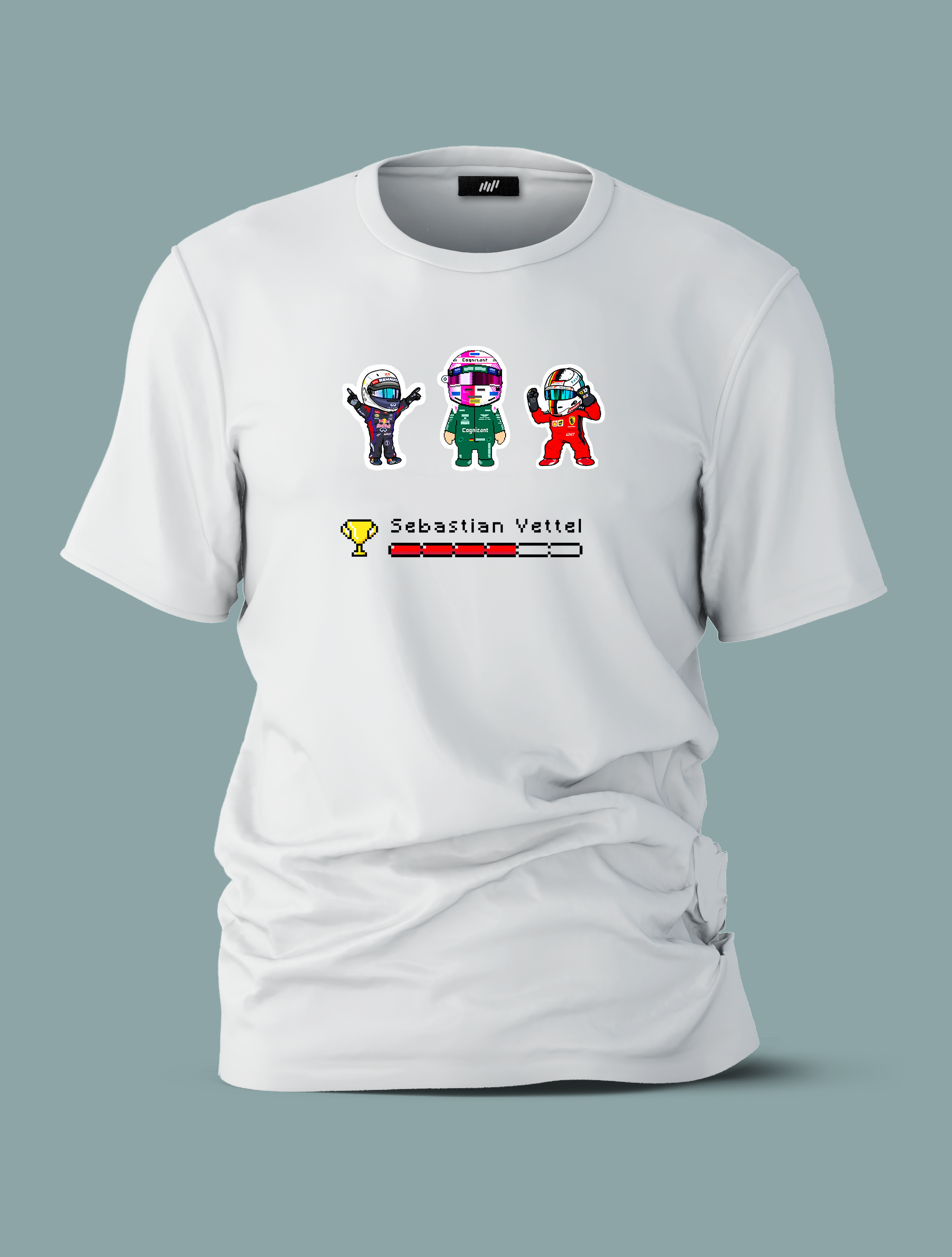 Vettel Pixel Art Beyaz T-Shirt