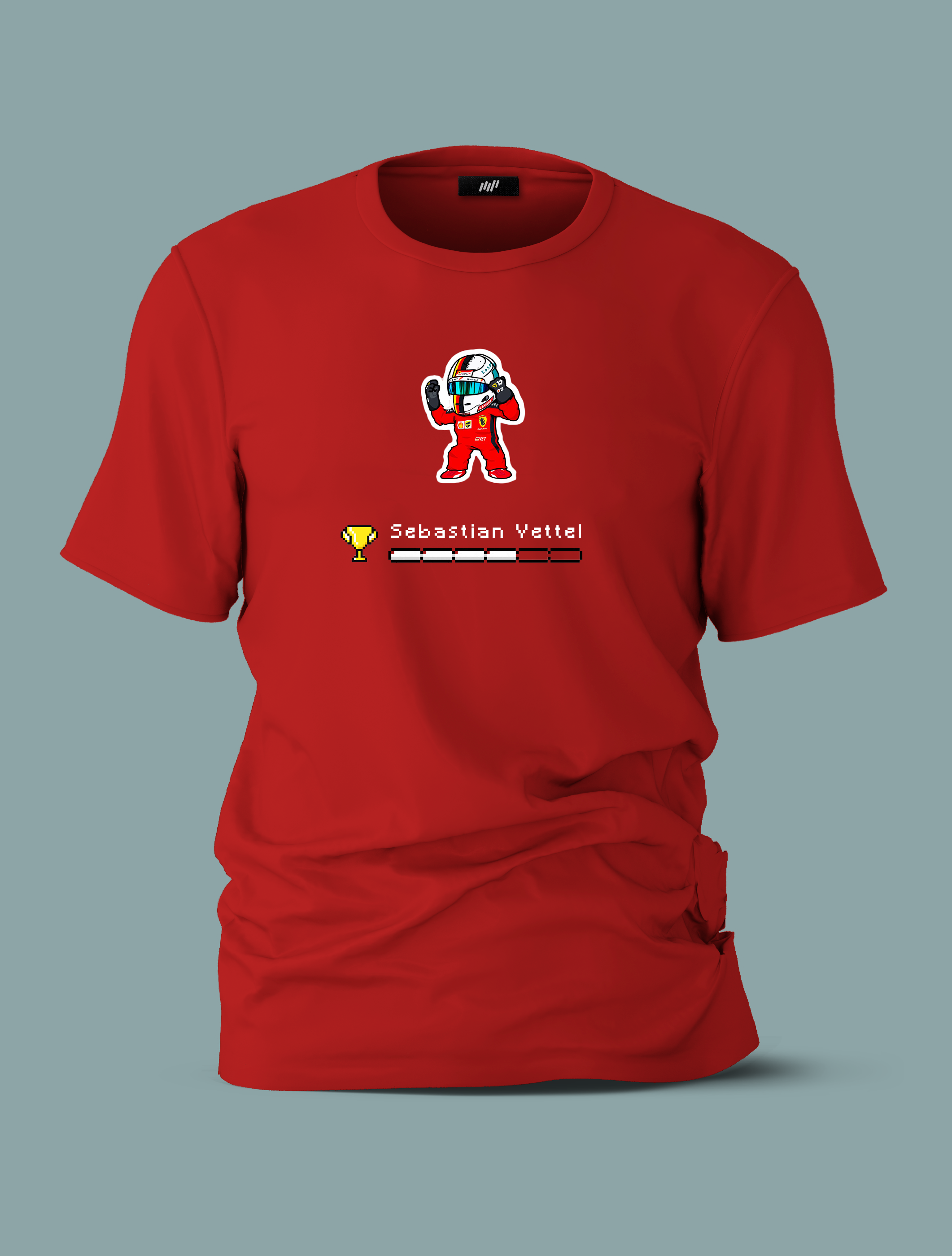 Vettel Pixel Art Kırmızı T-Shirt