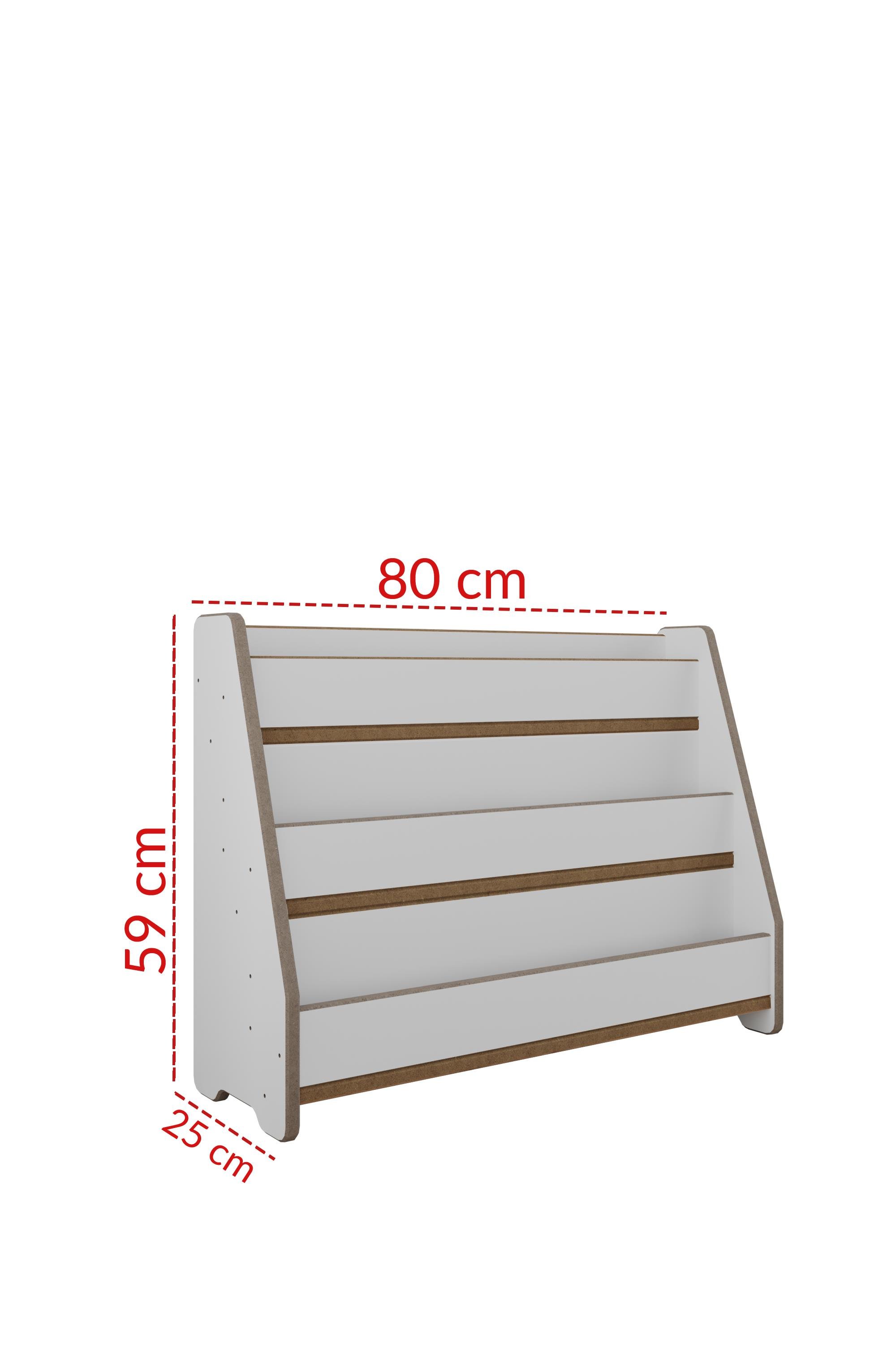 Montessori Mdf Çocuk Kitaplığı - Beyaz 80CM