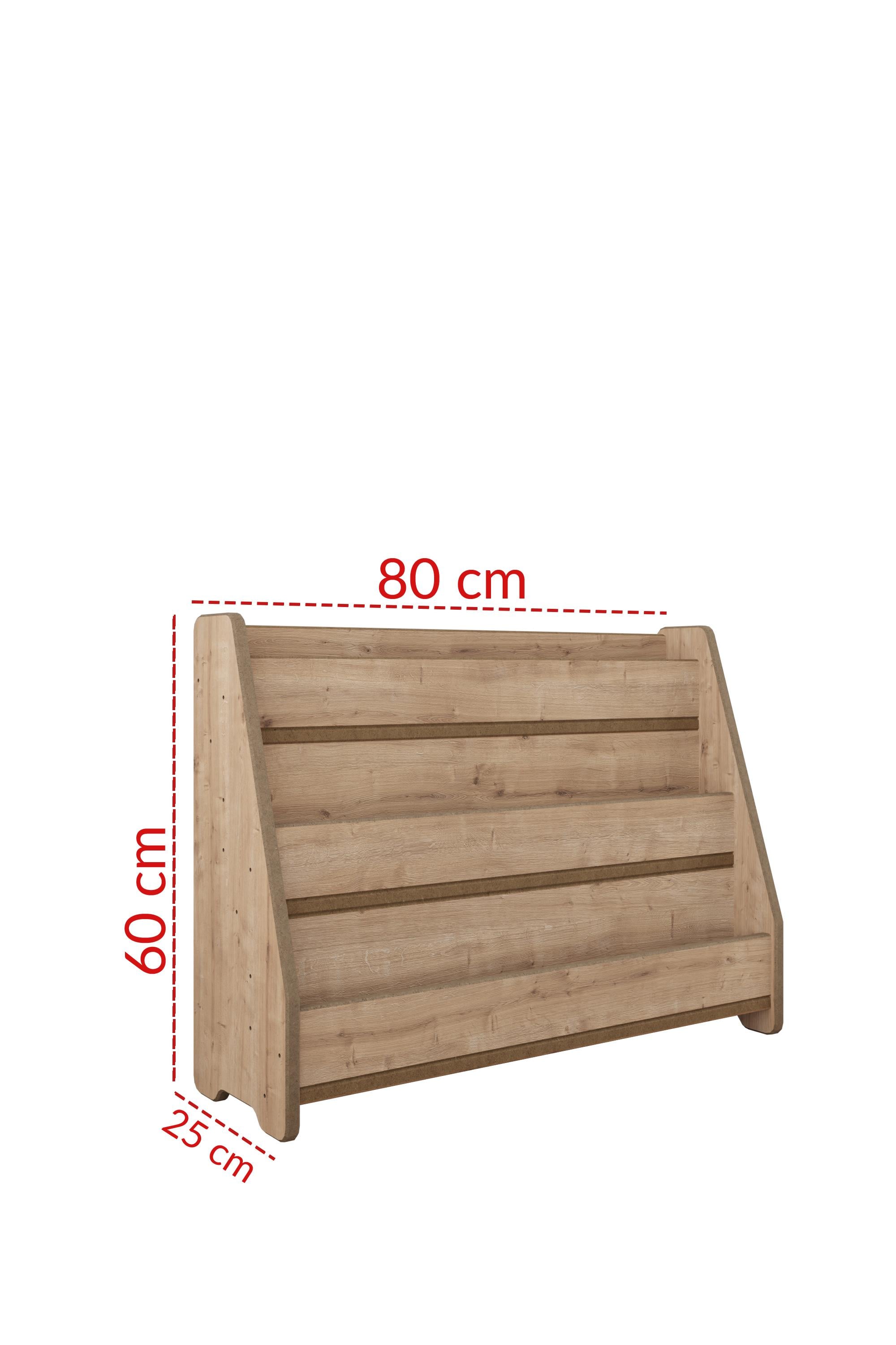 Montessori Mdf Çocuk Kitaplığı - Safir Meşe 80CM