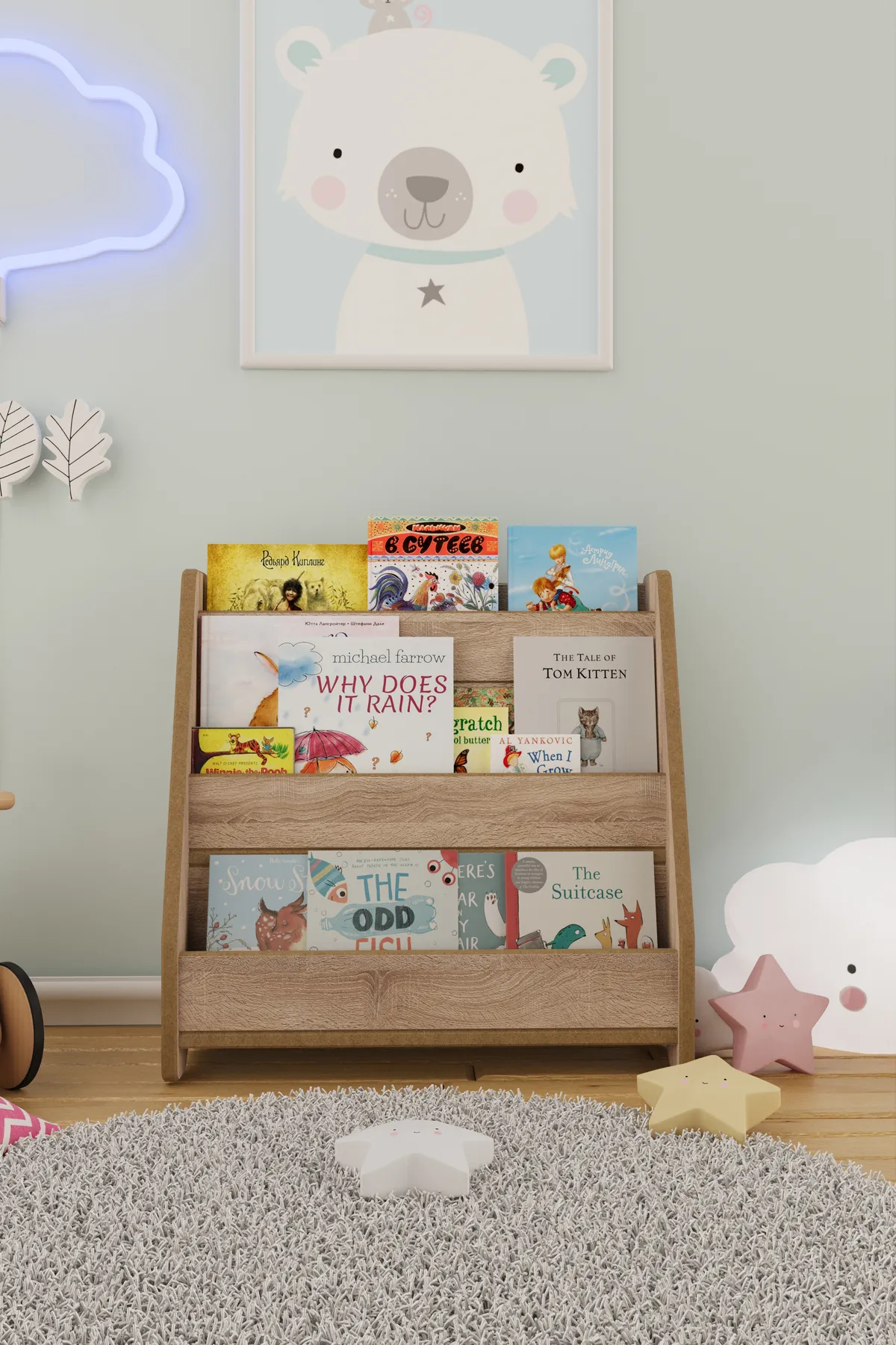 Montessori Mdf Çocuk Kitaplığı - Sonoma Meşe