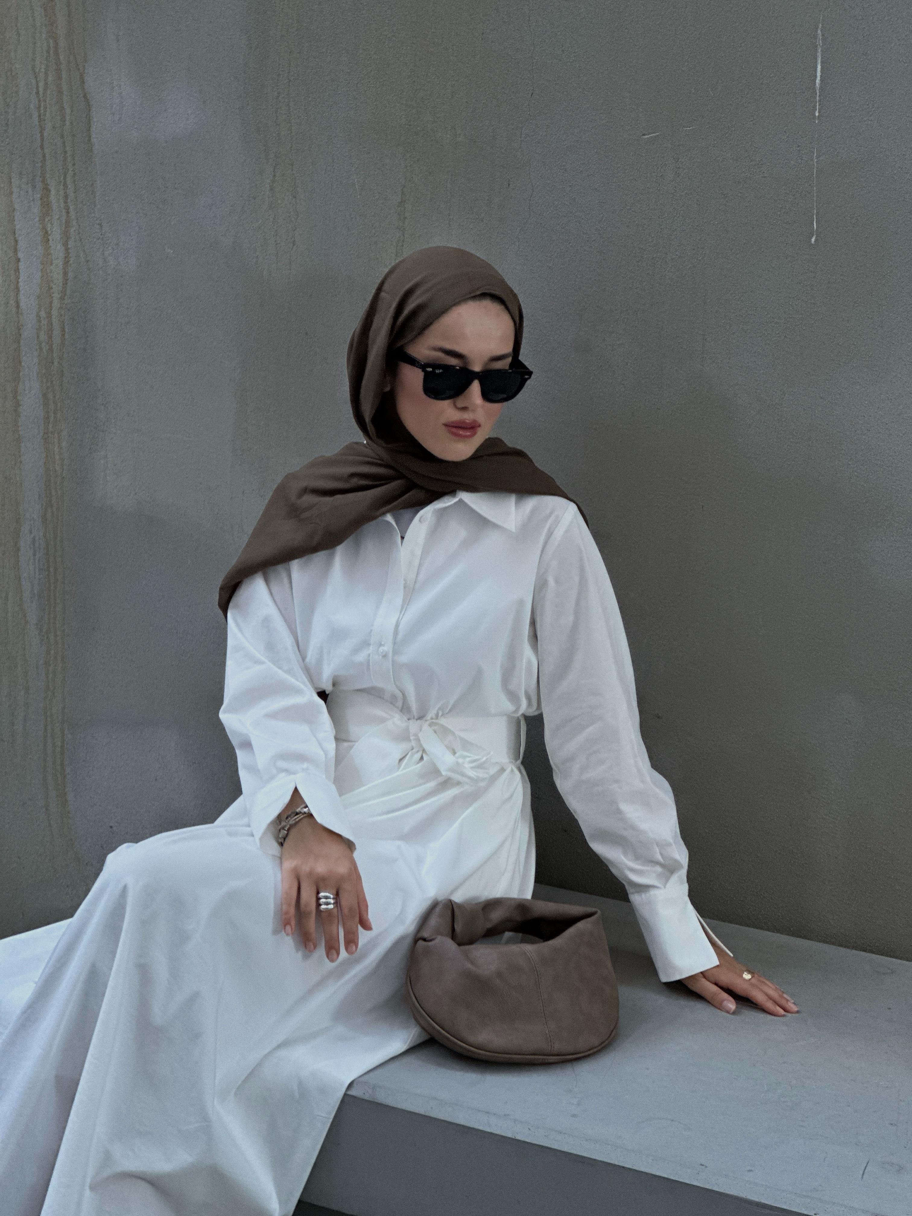 Ess Beyaz Kloş Elbise 