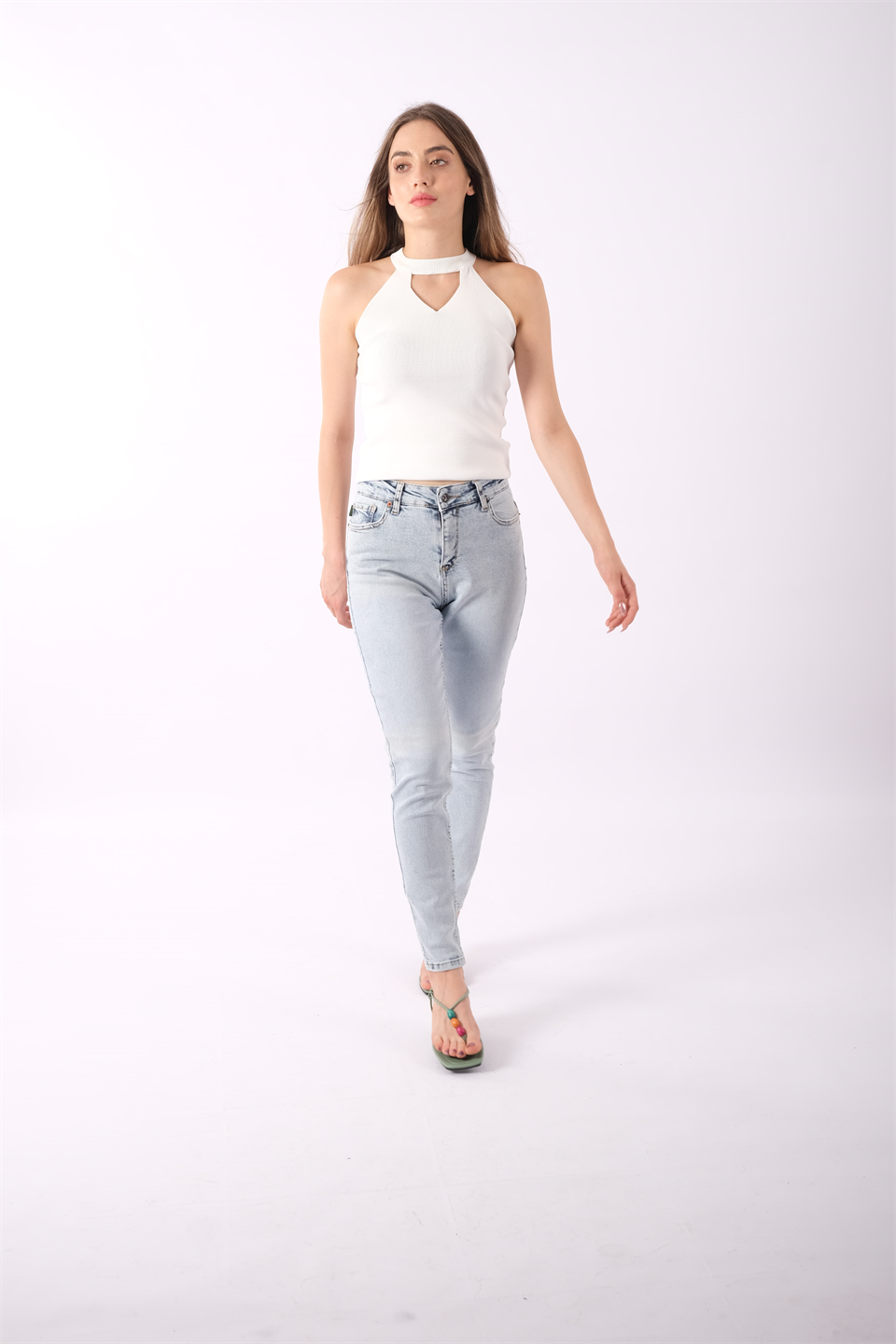 Açık Mavi Yüksek Bel Kot Jeans