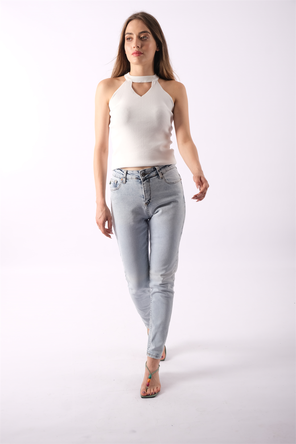 Açık Mavi Yüksek Bel Kot Jeans