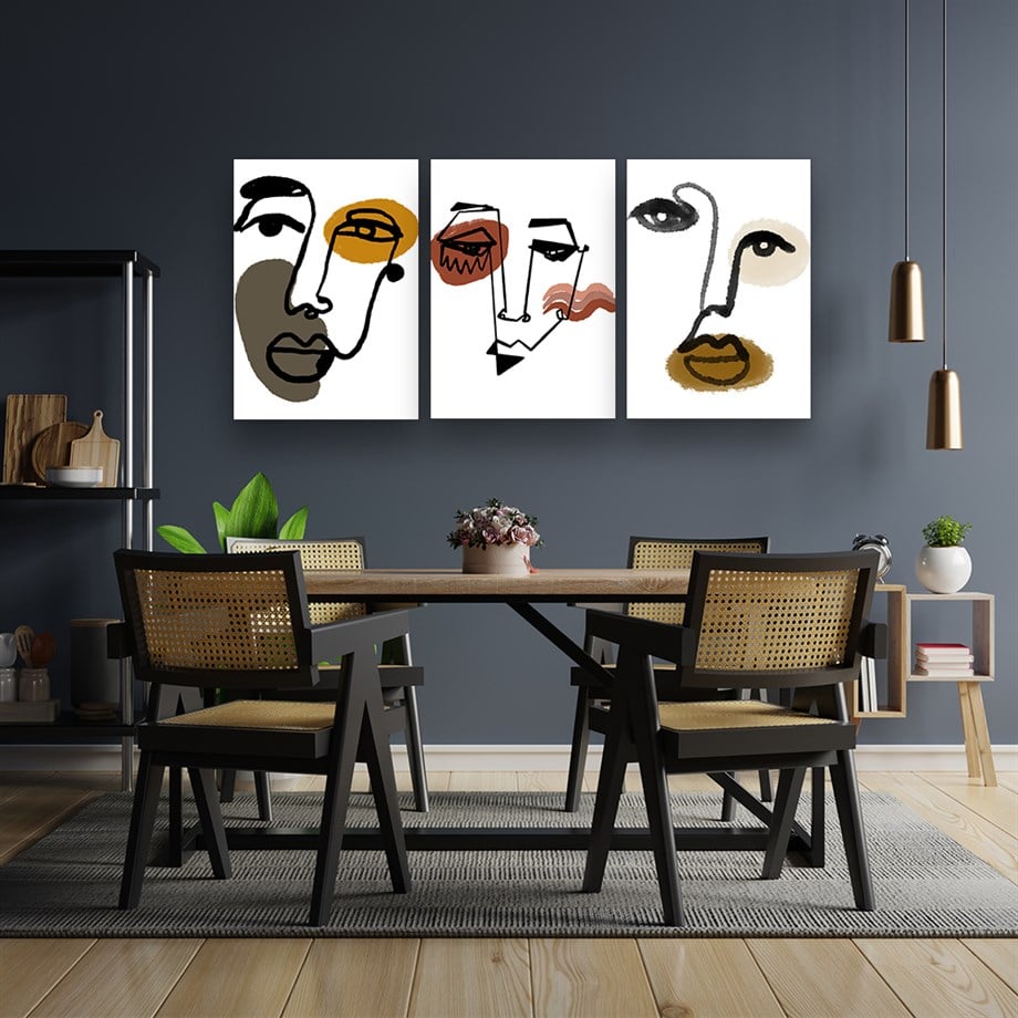 Minimal Yüzler Çoklu Cam Tablo-Glass Art Concept