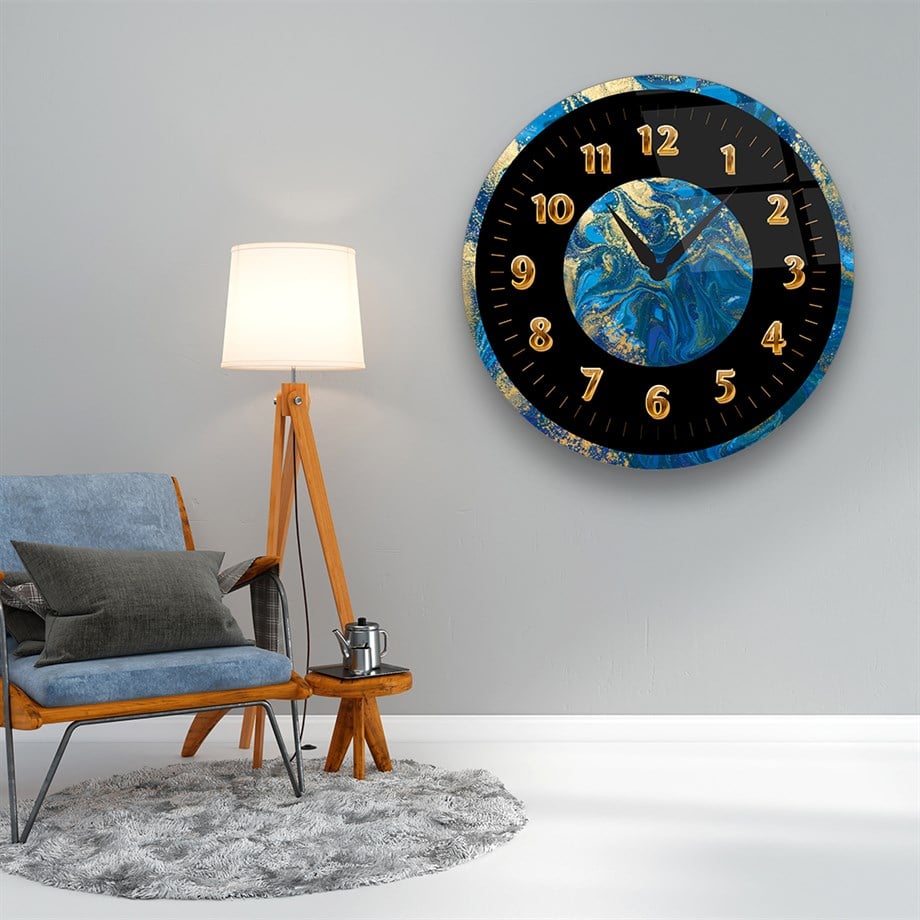 Soyut Temalı Cam Saat-Glass Art Concept