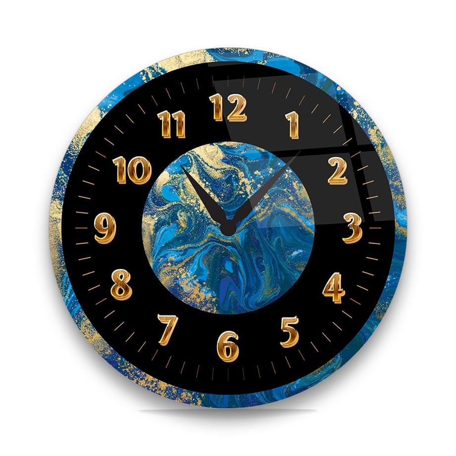 Soyut Temalı Cam Saat-Glass Art Concept