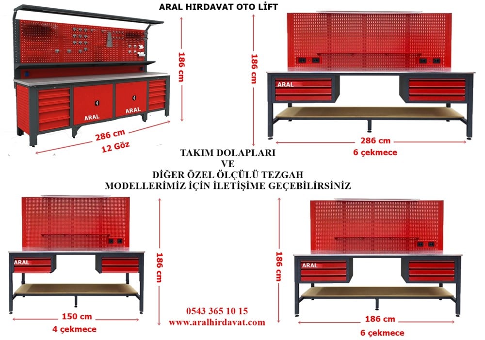2 Metre 4 Çekmeceli Takım Tezgahı