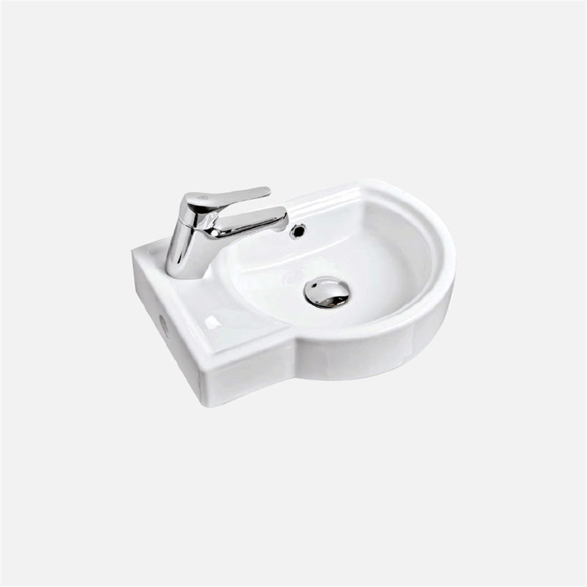 Güral Vit 30 cm x 43 cm Puzzle Lavabo Sol Batarya Delikli Beyaz  