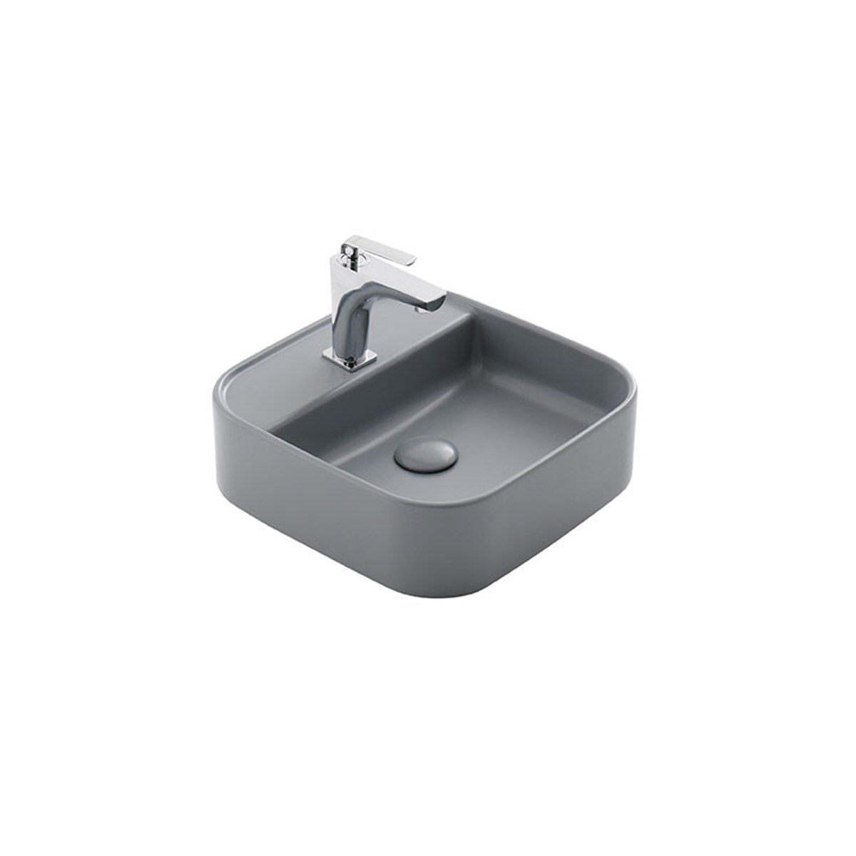 Güral Vit Nova Batarya Delikli Lavabo Mat Gri 42 cm x 42 cm