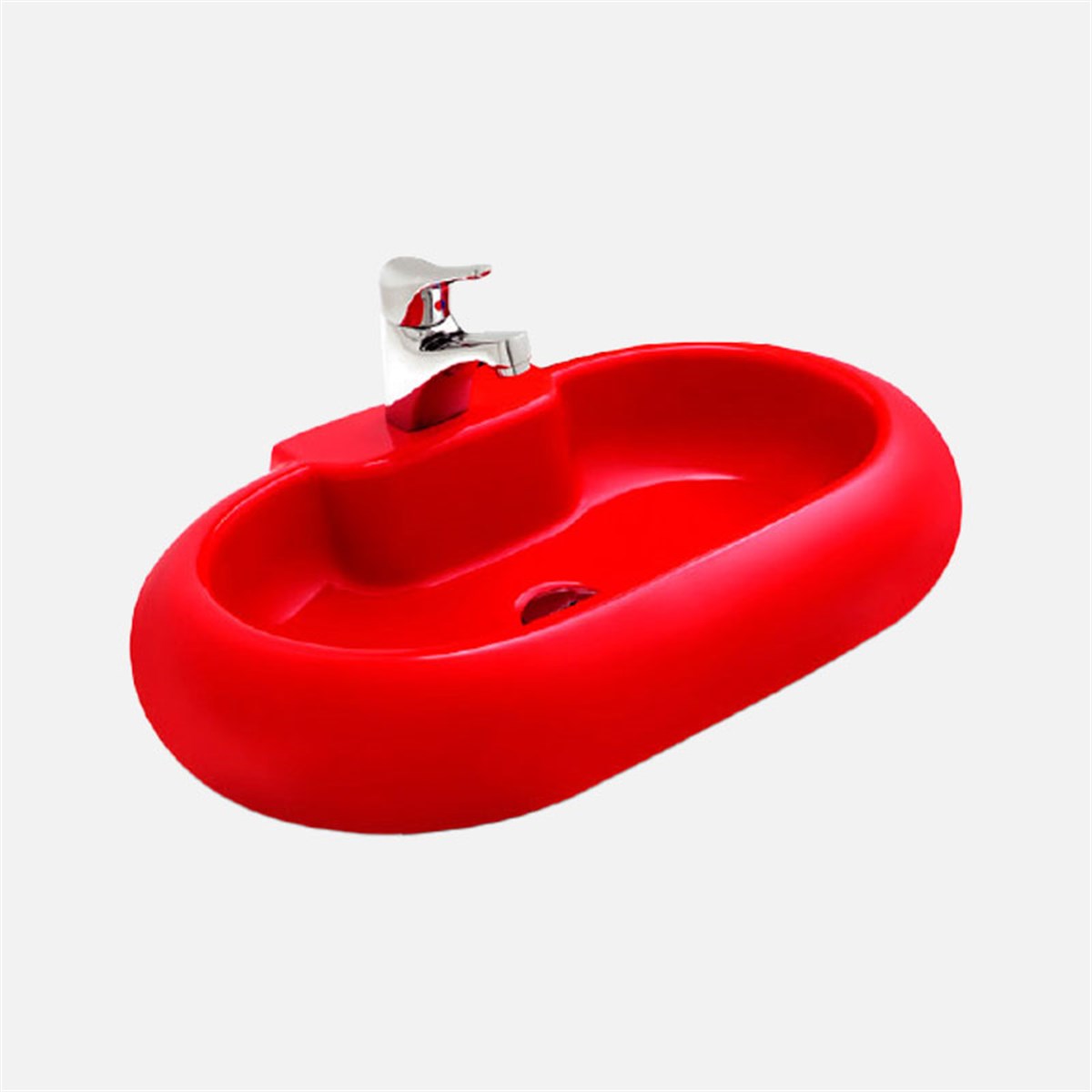 Güral Vit Oval Lavabo Kırmızı Mobilya Üstü 39,5 cm X 61,5 cm