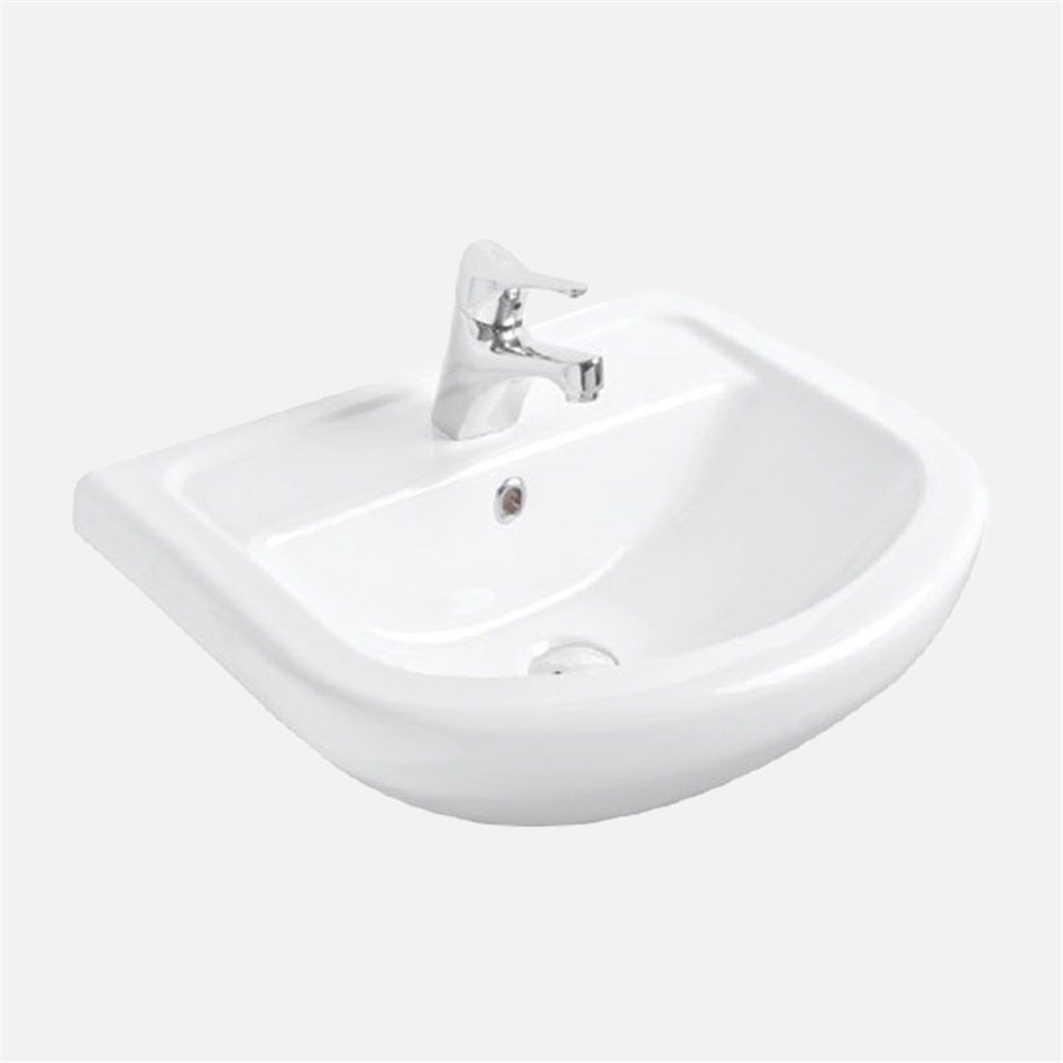 Güral Vit Yarım Tezgah Üstü Beyaz Lavabo 45 cm x 57 cm