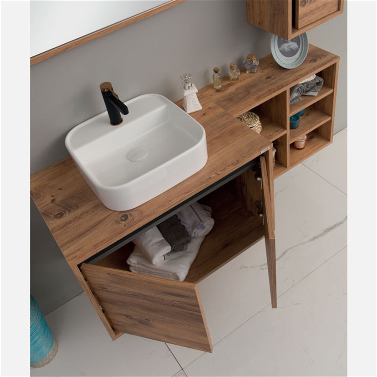 Livea Pietra Kahve Banyo Dolabı 80 cm
