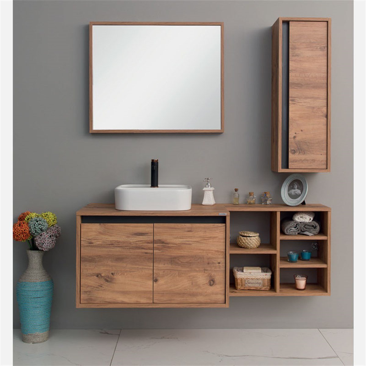 Livea Pietra Kahve Banyo Dolabı 80 cm