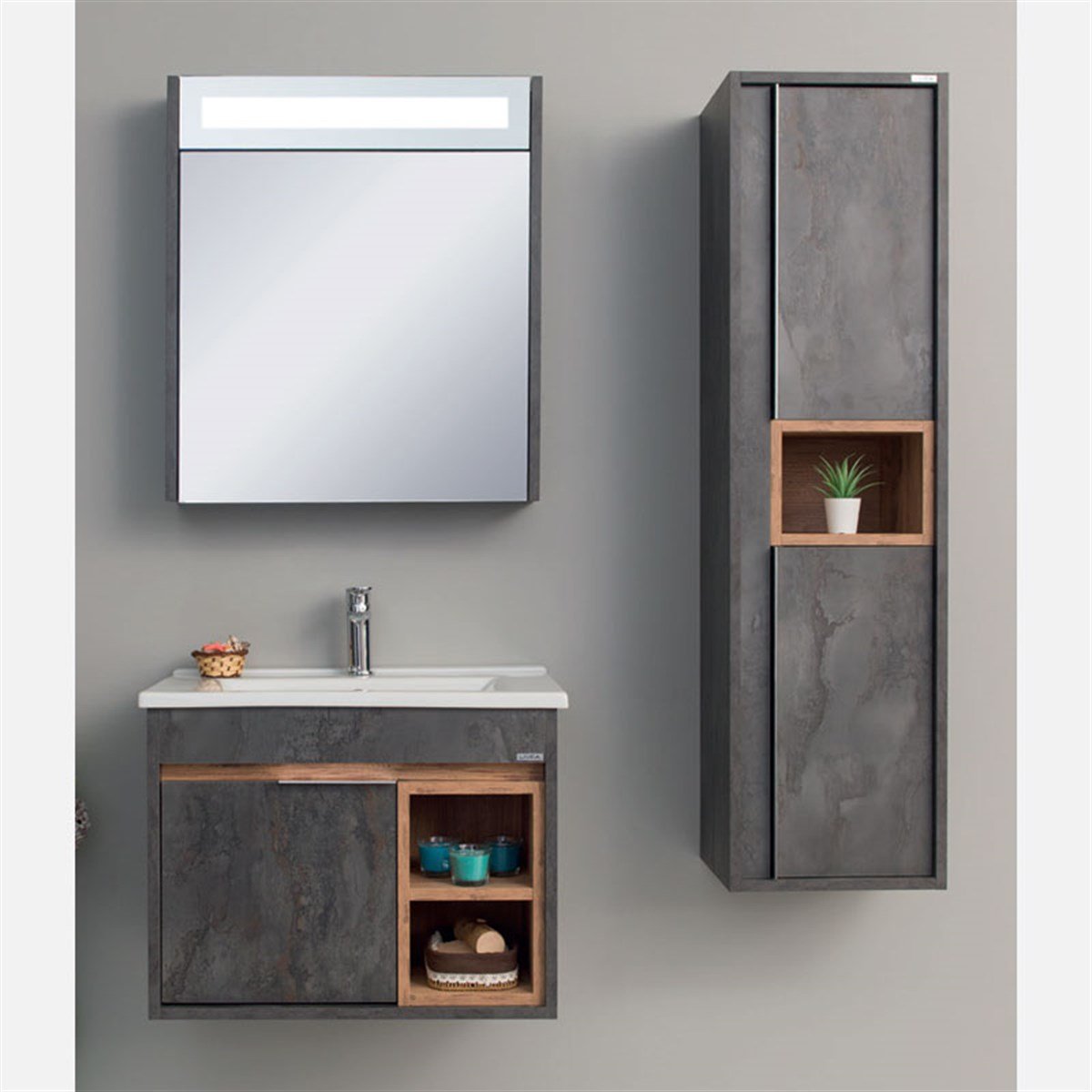 Livea Viva Beton Gri Banyo Dolabı 65 cm