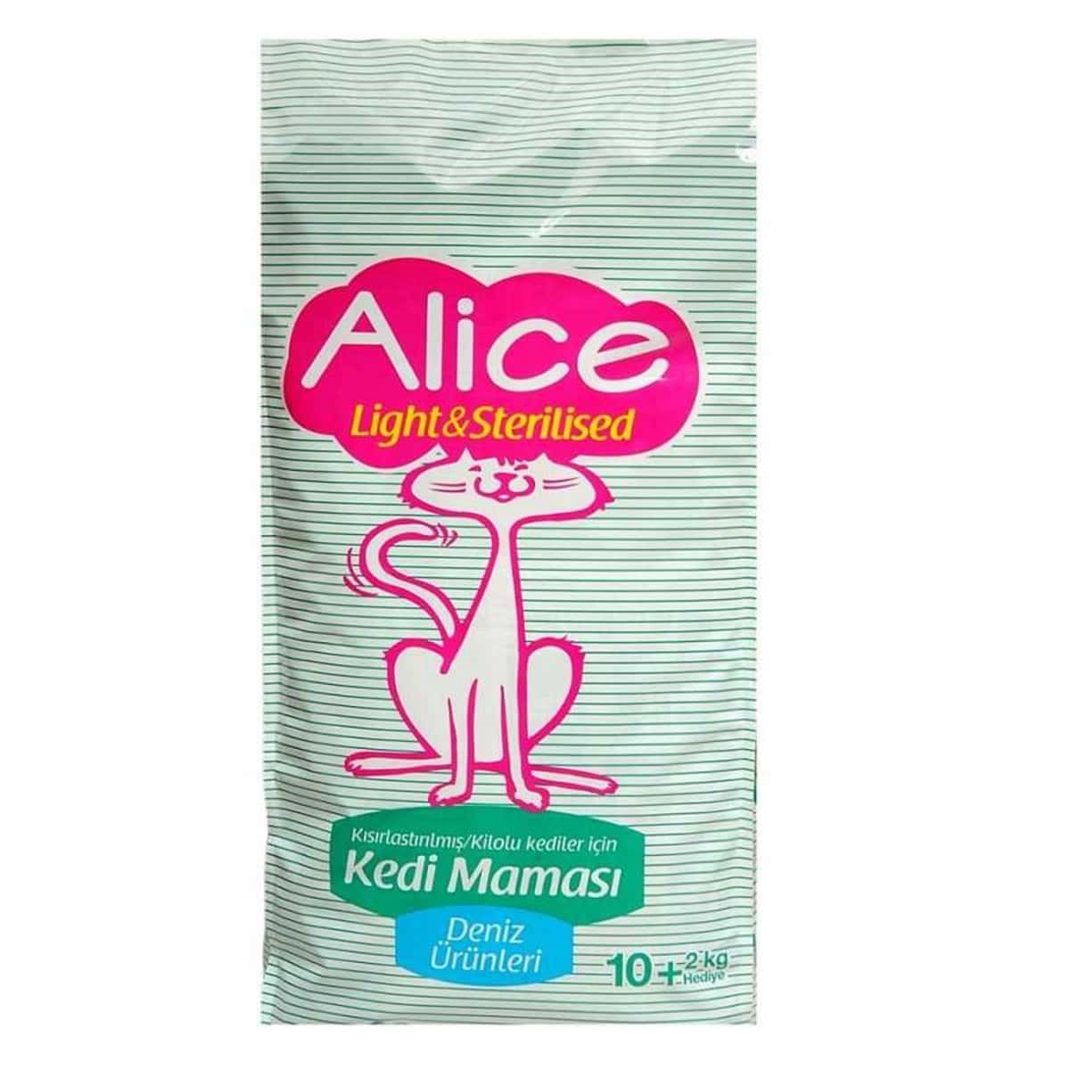 Alice Light & Sterilised Kilolu ve Kısır Kediler İçin Mama 10 + 2Kg