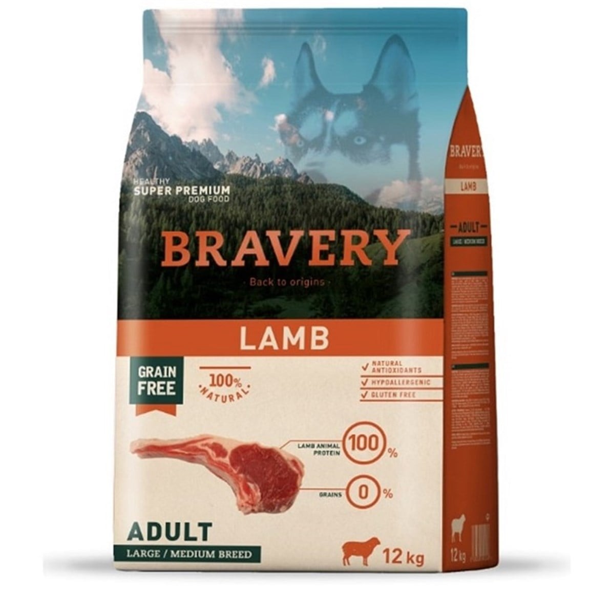 Bravery Lamb Kuzulu Medium/Large Yetişkin Köpek Maması 12 kg