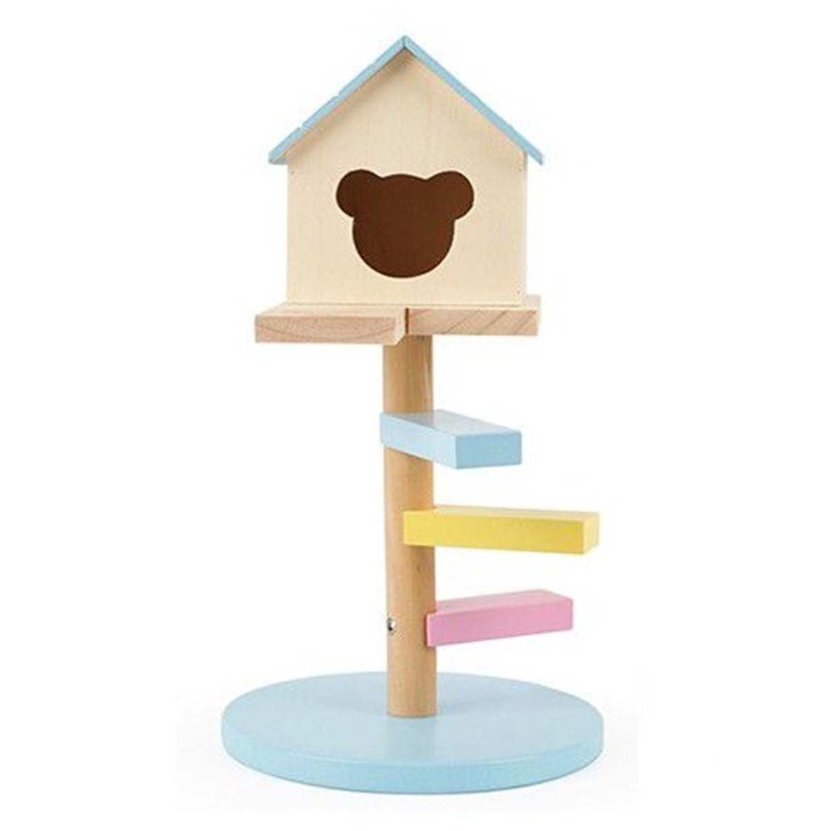 Carno Merdivenli Ahşap Hamster Evi  15x15x27,4 cm Mavi