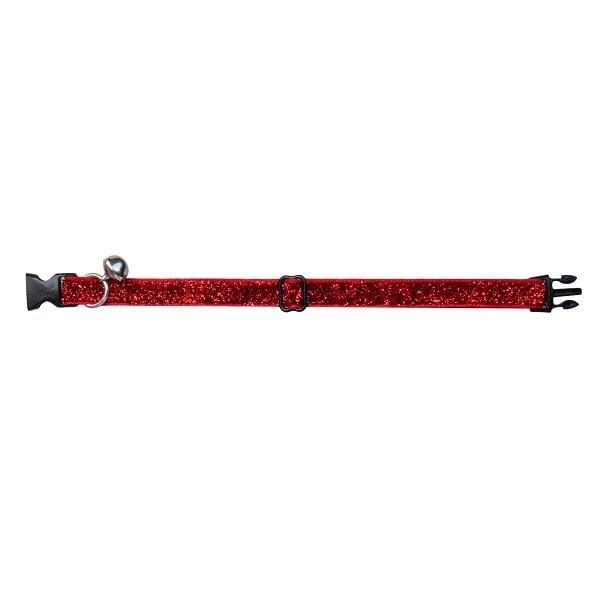 Dalis Kadife Zilli Kedi Tasması 22-30 cm Kırmızı