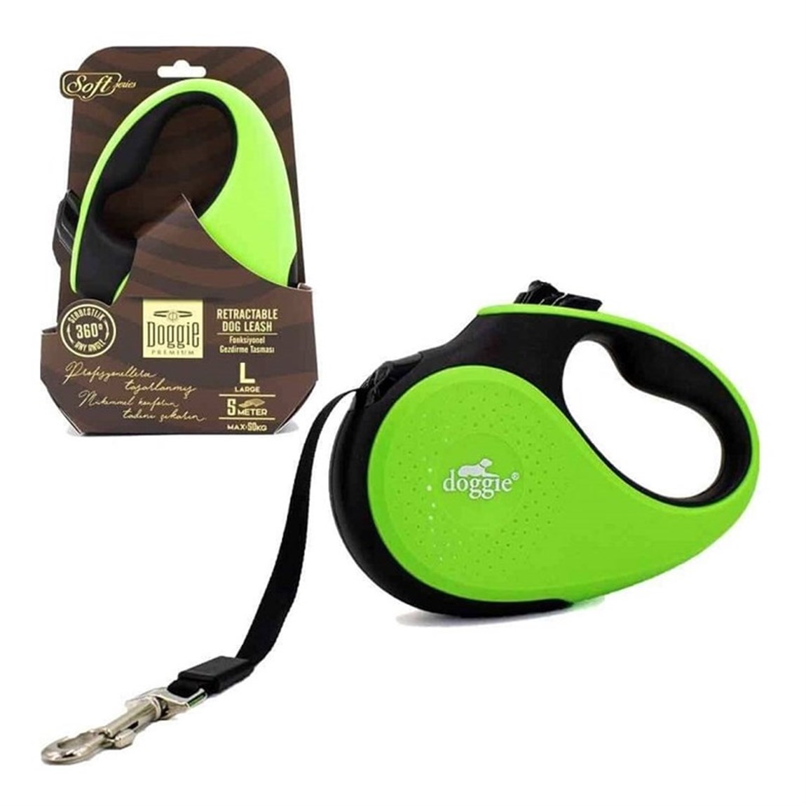 Doggie Otomatik Köpek Tasması Soft XS 12 kg 3 mt Yeşil