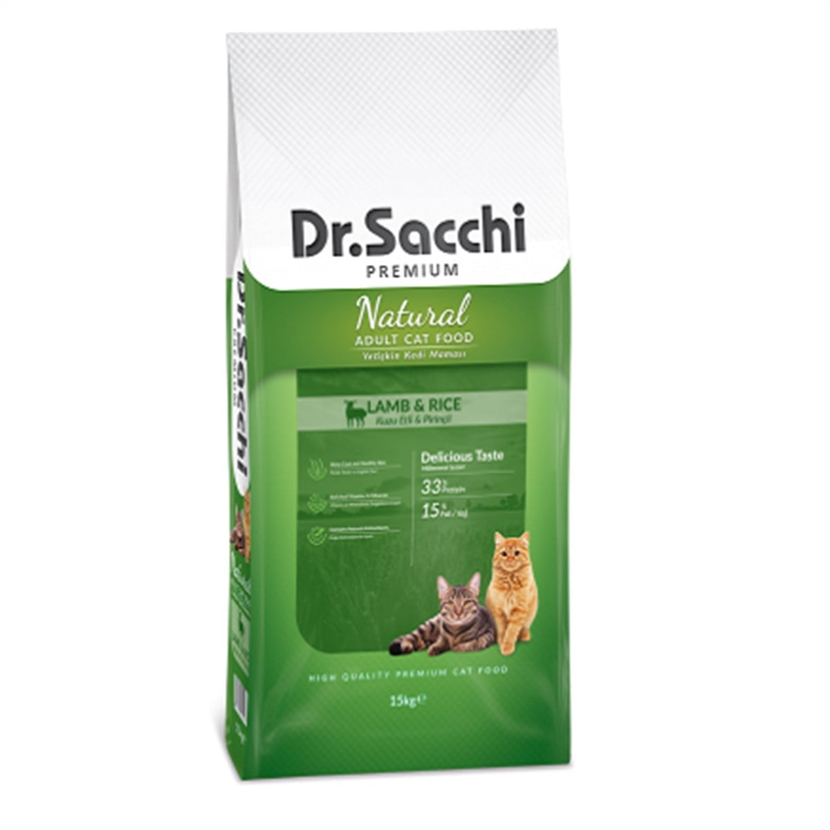 Dr.Sacchi Natural Lamb&Rice Yetişkin Kedi Maması 15 kg