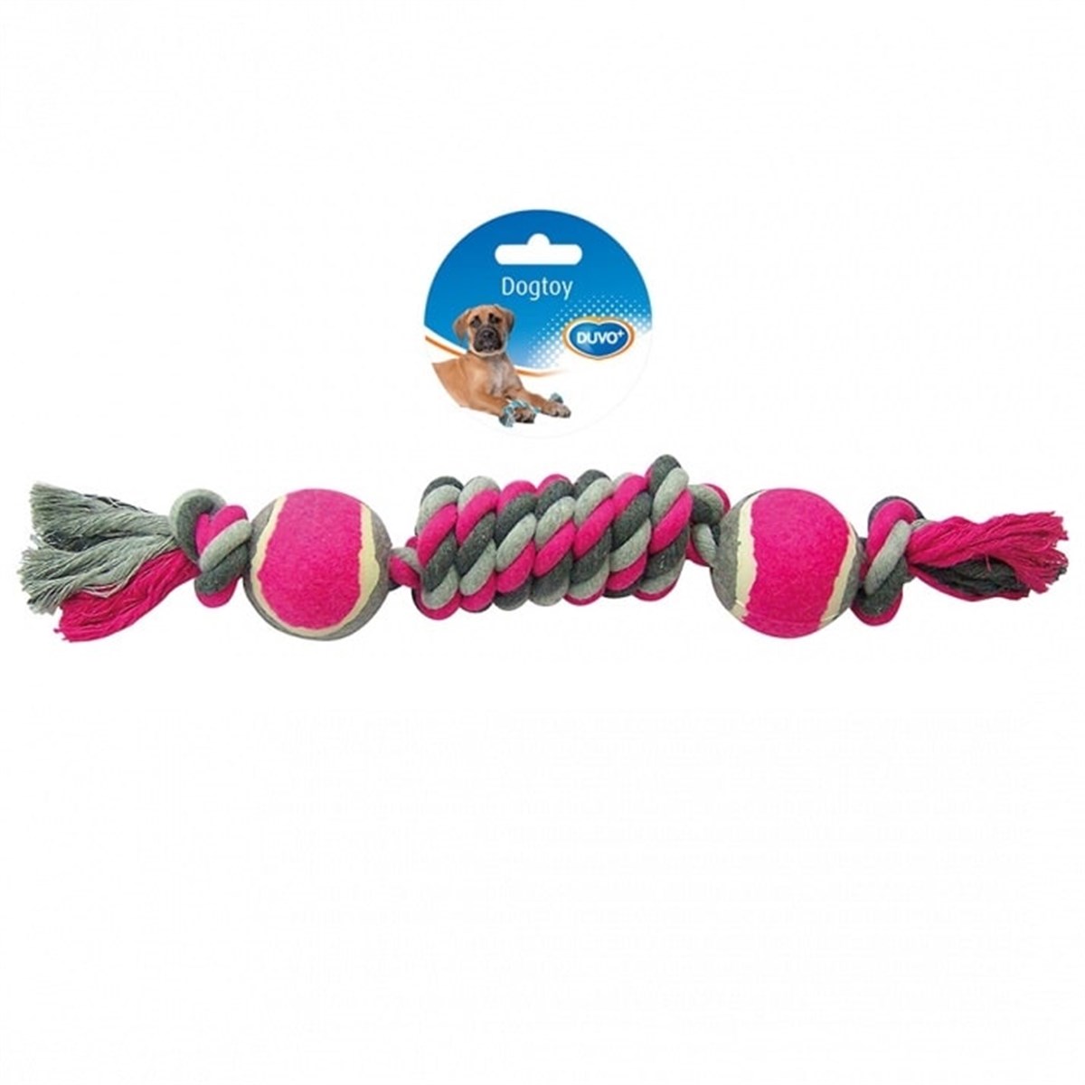 Duvo+ Simüle Düğümlü 2 Tenis Toplu Köpek Diş İpi 38 Cm