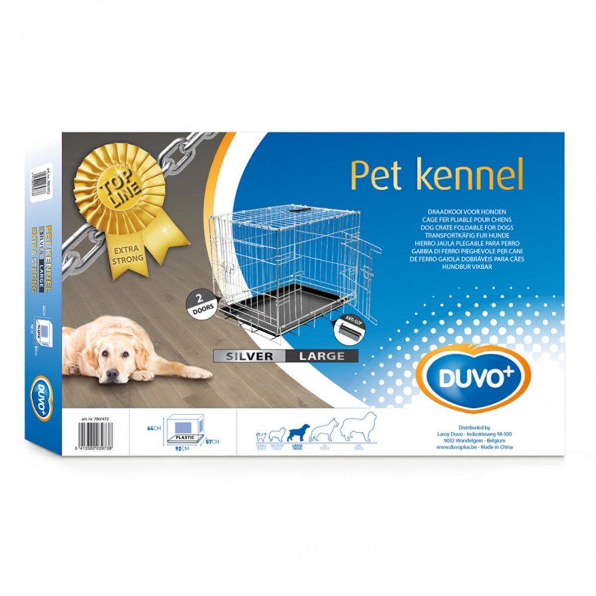 Duvo+ Topline Dog Crate Chrome Köpek Kafesi 92 cm