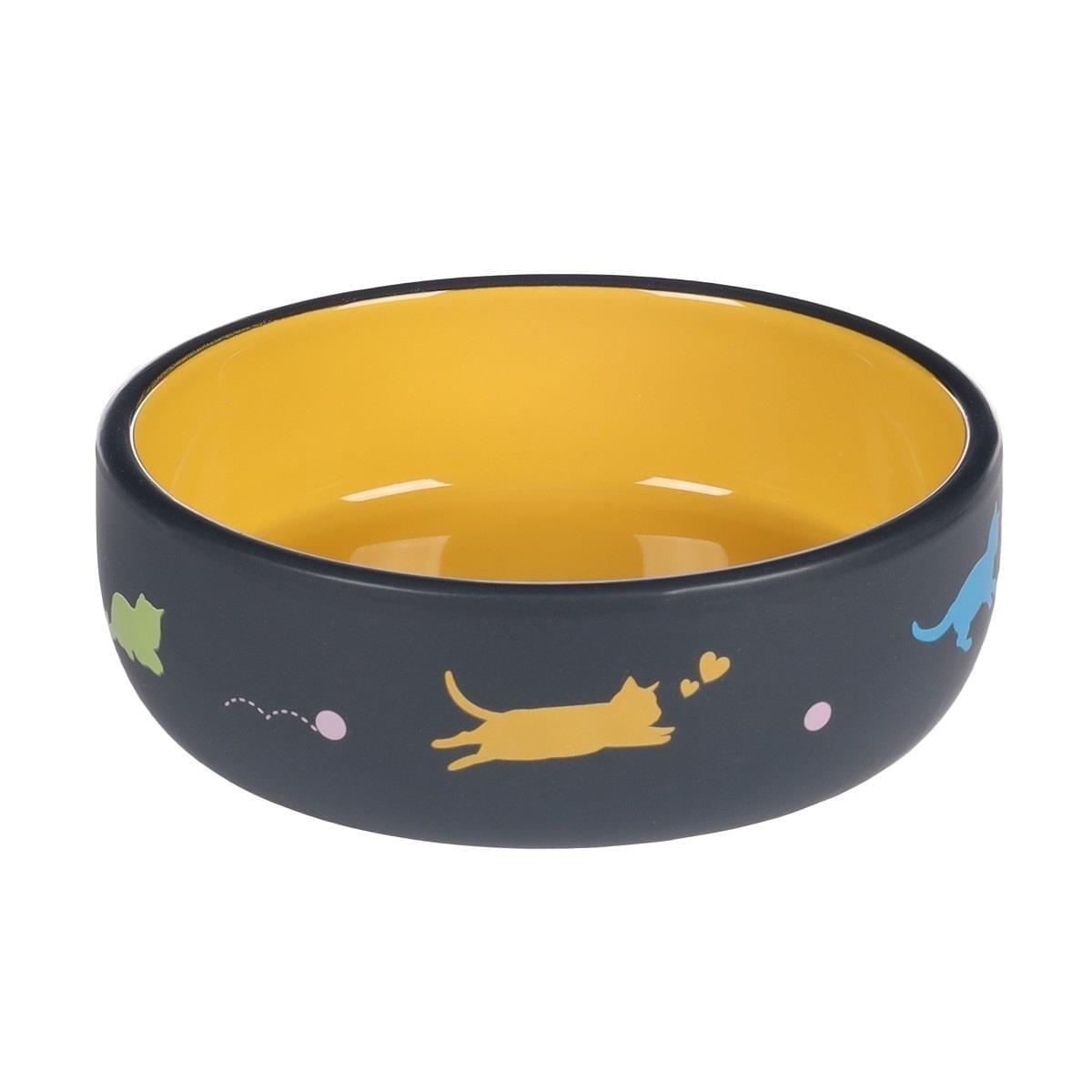 Flamingo Ranti Kedi Desenli Seramik Mama Kabı / 380ML