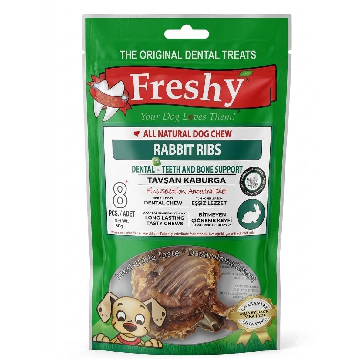 Freshy Çıtır Tavşan Kaburgası  Köpek Ödülü 60 Gr