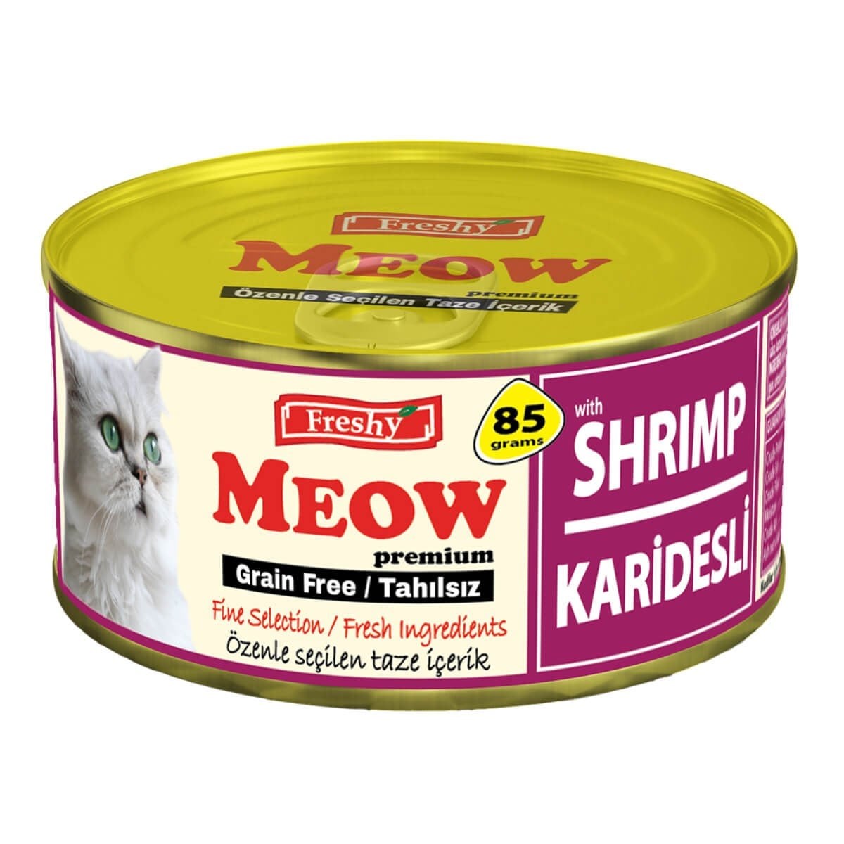 Freshy Meow Karidesli Sos İçinde Tahılsız Kedi Konservesi 85gr