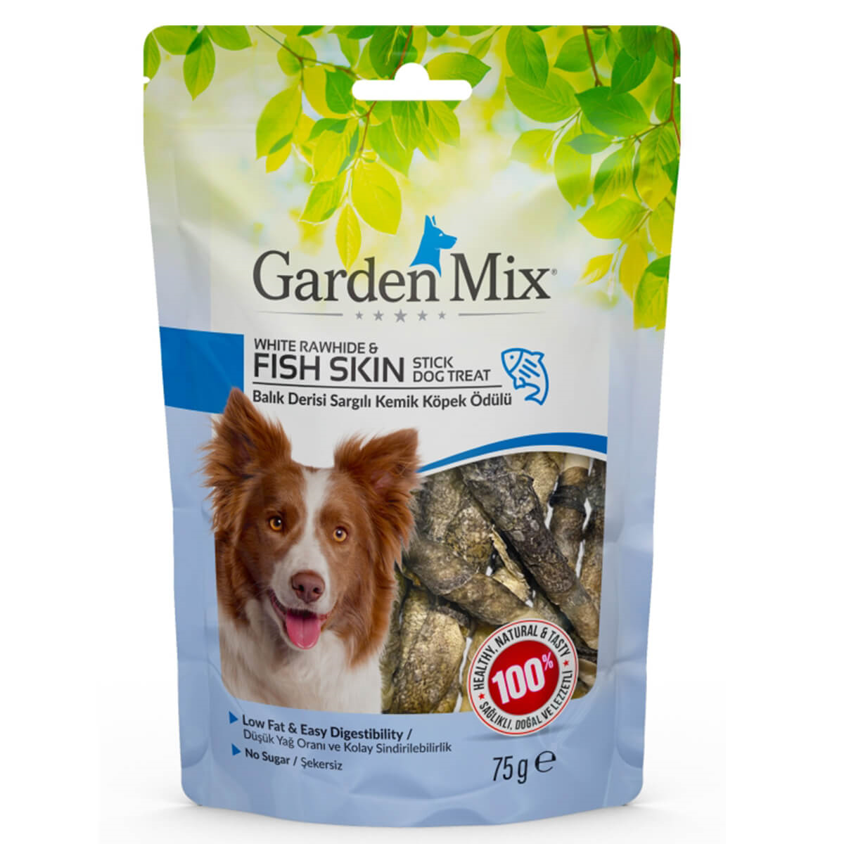 Garden Mix Balık Derisi Sargılı Kemik Köpek Ödülü 75 Gr