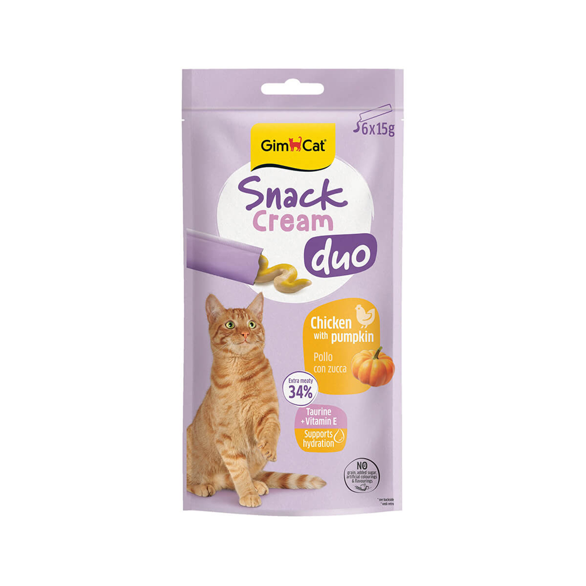 Gimcat Snack Cream Duo Tavuklu & Balkabaklı Kedi Ödülü 6 X 15 Gr