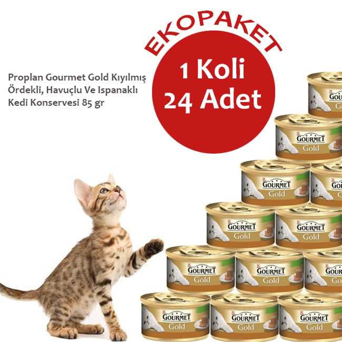 Gourmet Gold Kıyılmış Ördekli, Havuçlu Kedi Konservesi 24Al 20Öde
