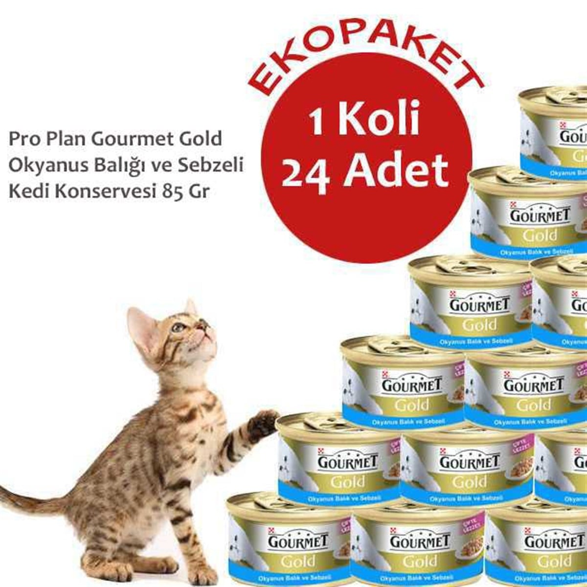 Gourmet Gold Okyanus Balığı ve Sebzeli Kedi Konservesi 24 Al 20 Öde